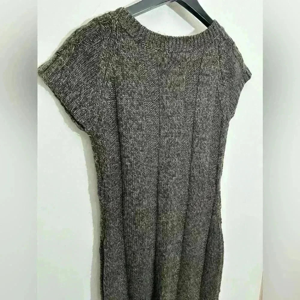 Vintage Knit Dress Brown Pink Rose Size L - Picture 3 of 7